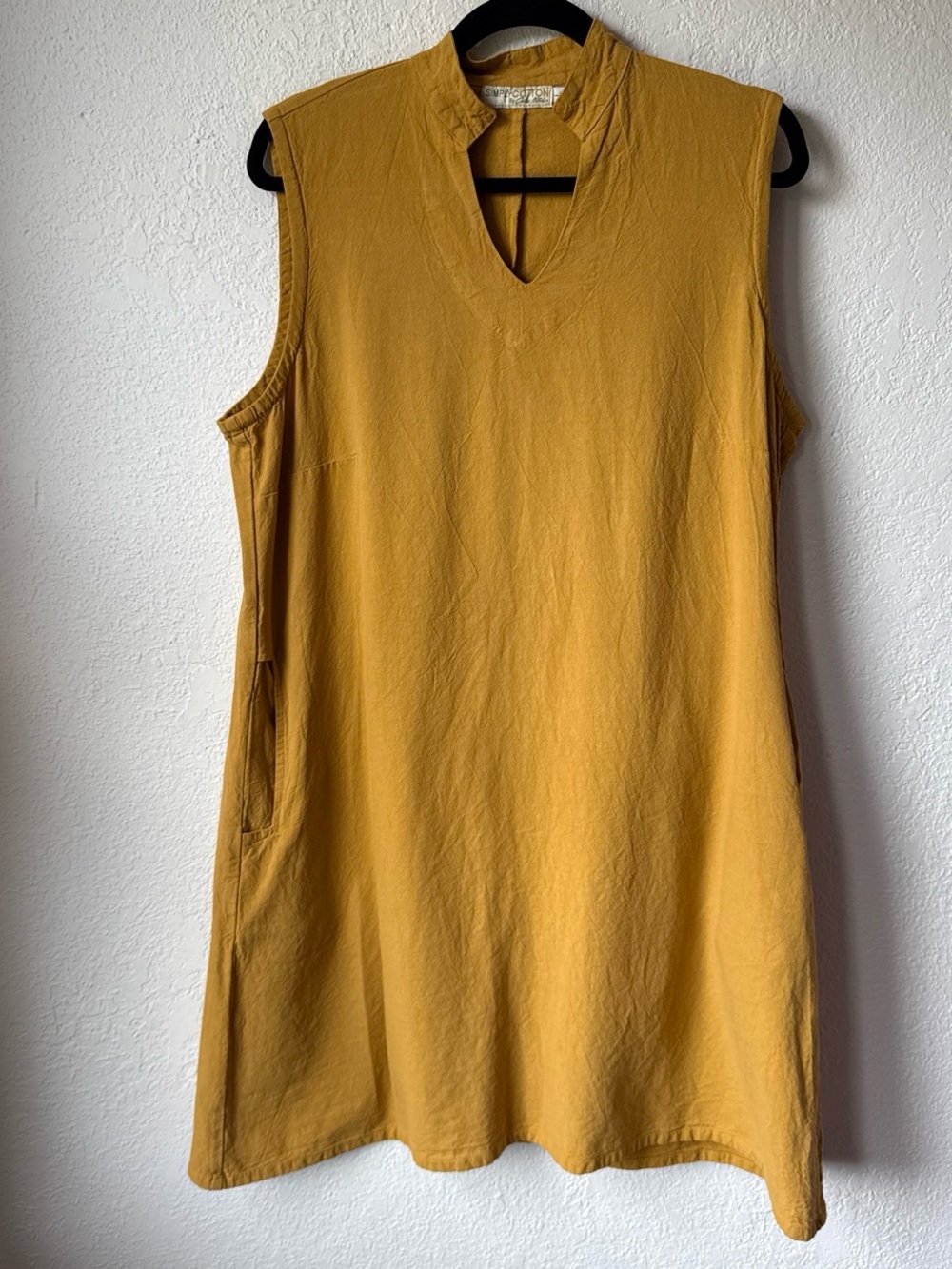 Sleeveless V-Notch A-Line Tunic in Mustard